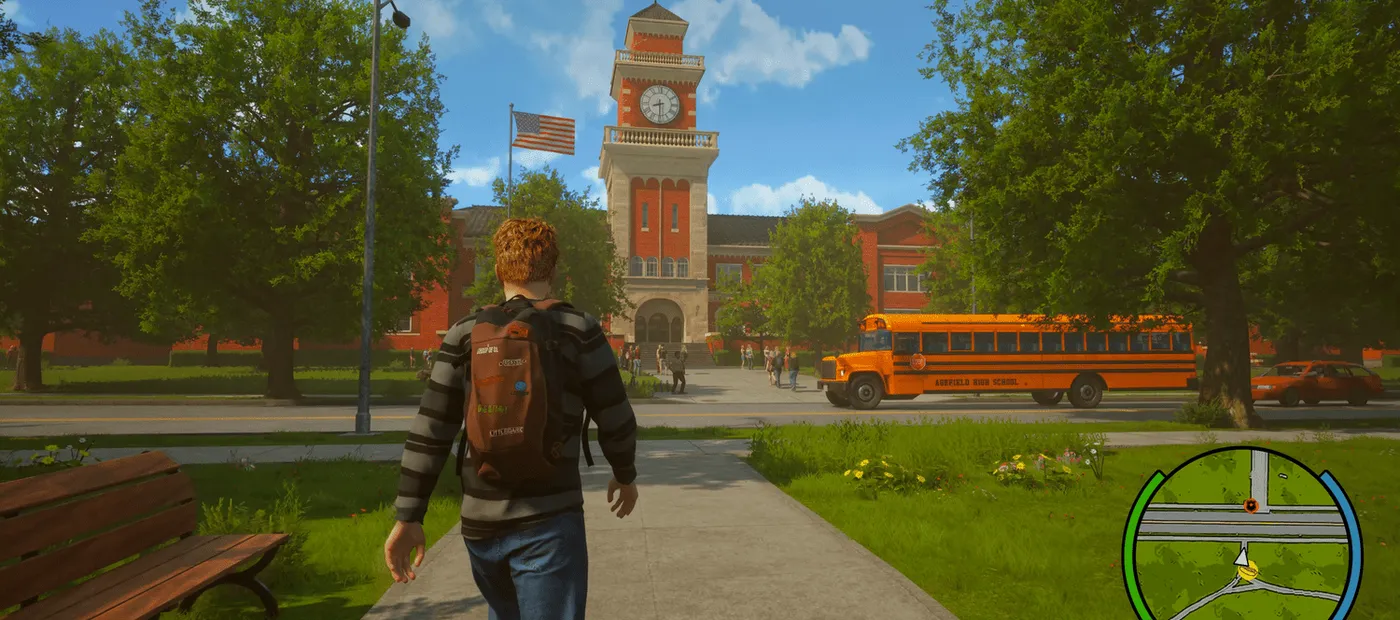 Agefield High campus and school bus